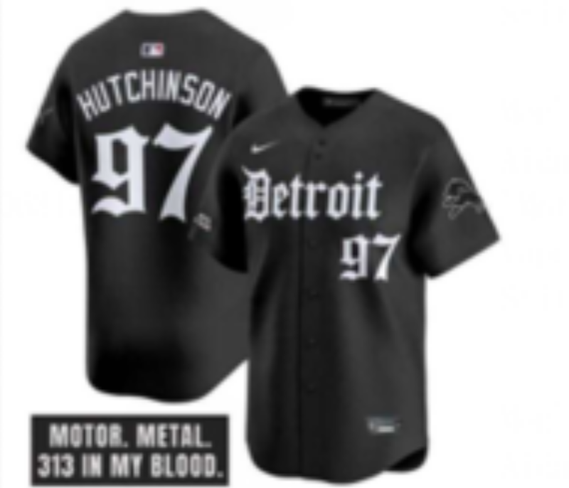 Men 2025 Detroit Lions #97 Hutchinson Black NFL jersey 0010